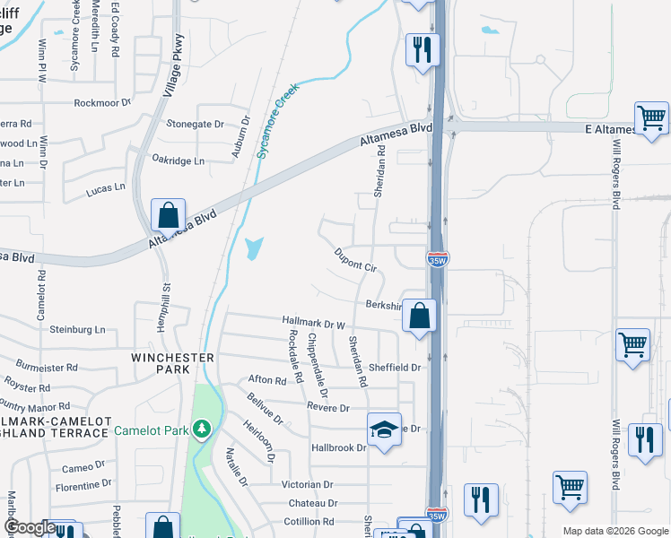 map of restaurants, bars, coffee shops, grocery stores, and more near 212 Chevy Chase Drive in Fort Worth