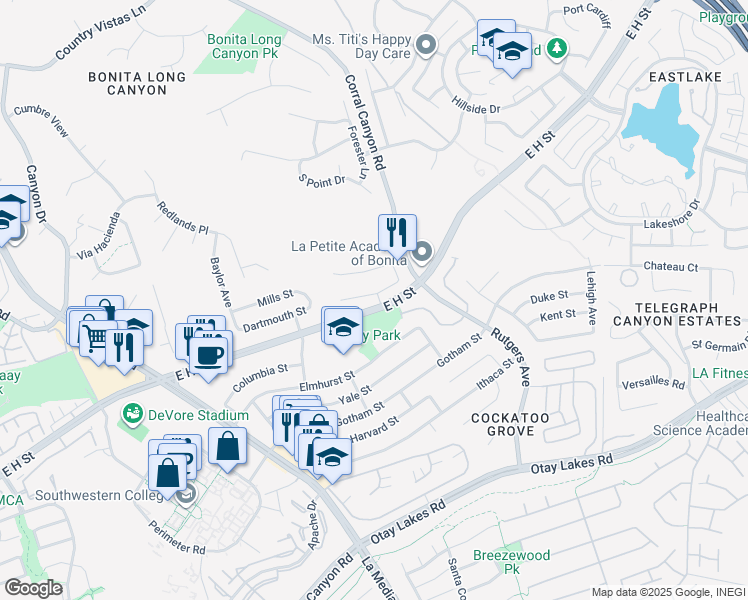 map of restaurants, bars, coffee shops, grocery stores, and more near 1754 Bristol Court in Bonita