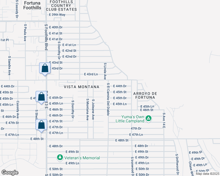 map of restaurants, bars, coffee shops, grocery stores, and more near 12545 El Camino Del Diablo in Yuma