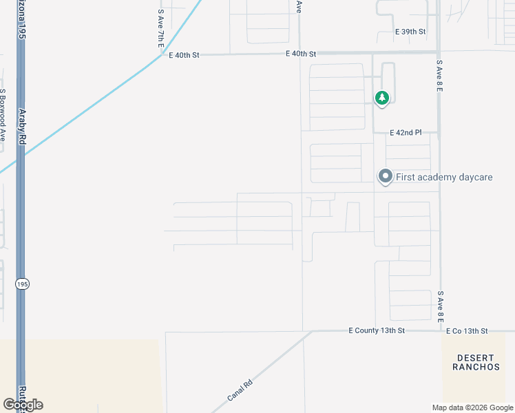 map of restaurants, bars, coffee shops, grocery stores, and more near South Mississippi Avenue in Yuma