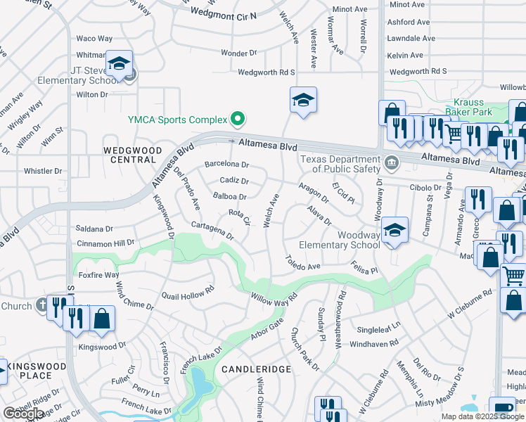 map of restaurants, bars, coffee shops, grocery stores, and more near in Fort Worth