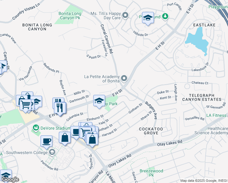 map of restaurants, bars, coffee shops, grocery stores, and more near 1754 Bristol Court in Bonita