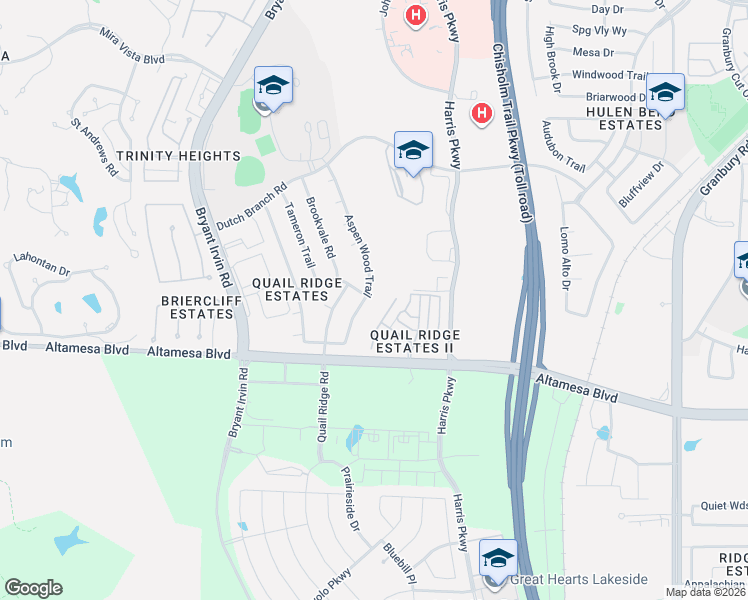 map of restaurants, bars, coffee shops, grocery stores, and more near 7121 Axis Court in Fort Worth