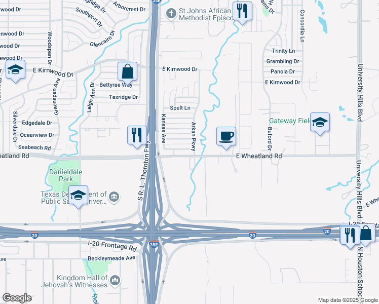 map of restaurants, bars, coffee shops, grocery stores, and more near 154 High Harvest Road in Dallas