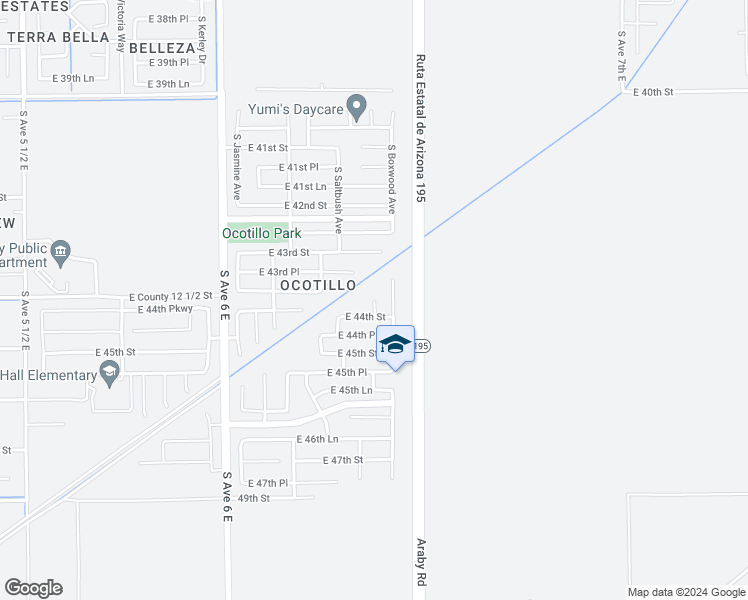 map of restaurants, bars, coffee shops, grocery stores, and more near 2205 S Sagebrush Ave in Yuma