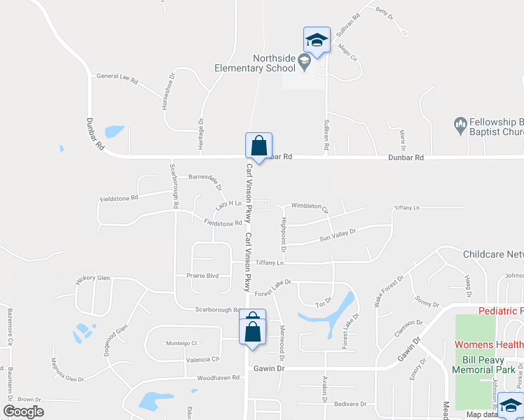 map of restaurants, bars, coffee shops, grocery stores, and more near 74 Hampton Circle in Warner Robins
