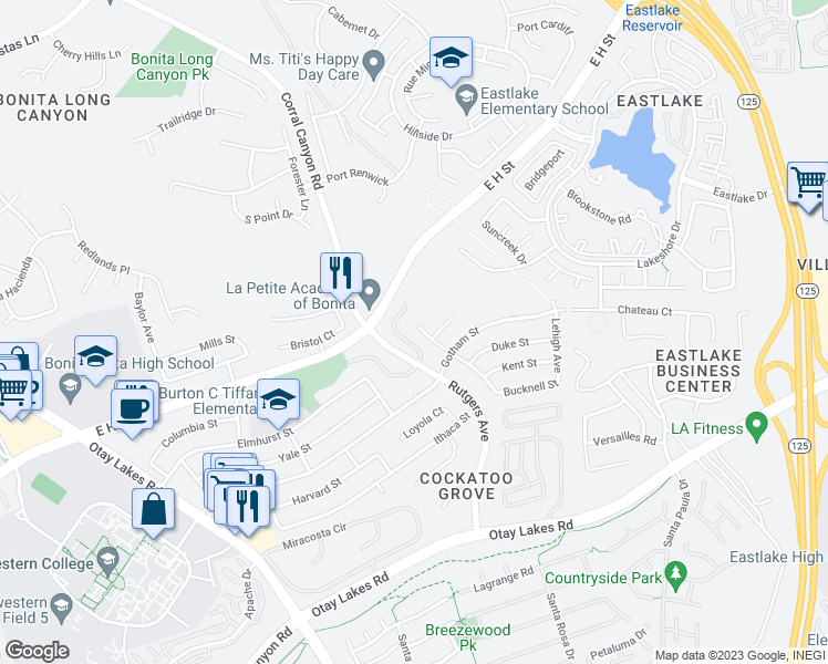 map of restaurants, bars, coffee shops, grocery stores, and more near 816 Stanford Avenue in Chula Vista