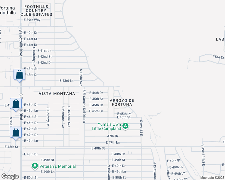 map of restaurants, bars, coffee shops, grocery stores, and more near 12560 South Ironwood Drive in Yuma