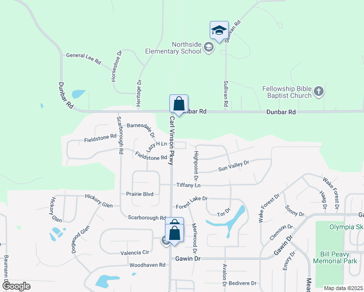 map of restaurants, bars, coffee shops, grocery stores, and more near 49 Hampton Circle in Warner Robins