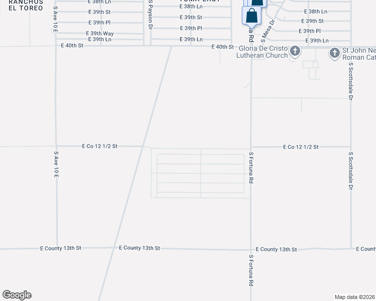 map of restaurants, bars, coffee shops, grocery stores, and more near East Co 12 1/2 Street in Yuma