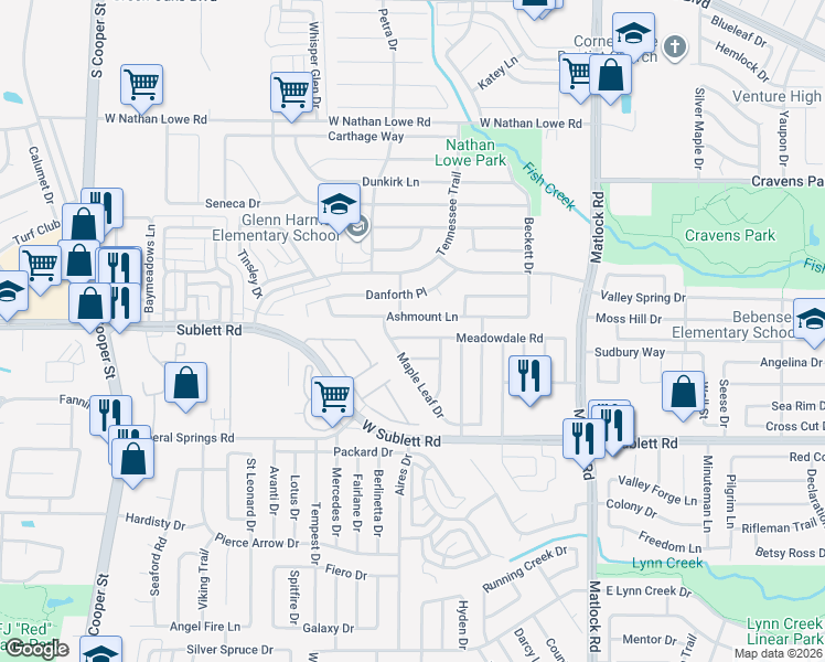map of restaurants, bars, coffee shops, grocery stores, and more near 923 Ashmount Lane in Arlington