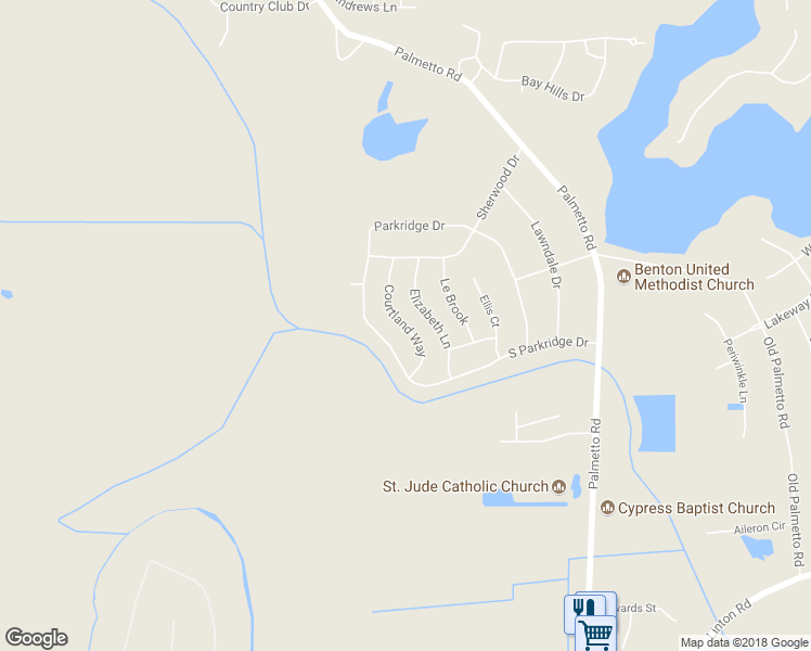 map of restaurants, bars, coffee shops, grocery stores, and more near 4125 Courtland Way in Benton