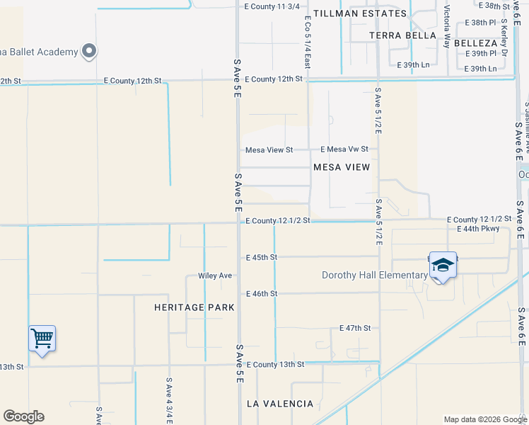 map of restaurants, bars, coffee shops, grocery stores, and more near 5176 East County 12 1/2 Street in Yuma