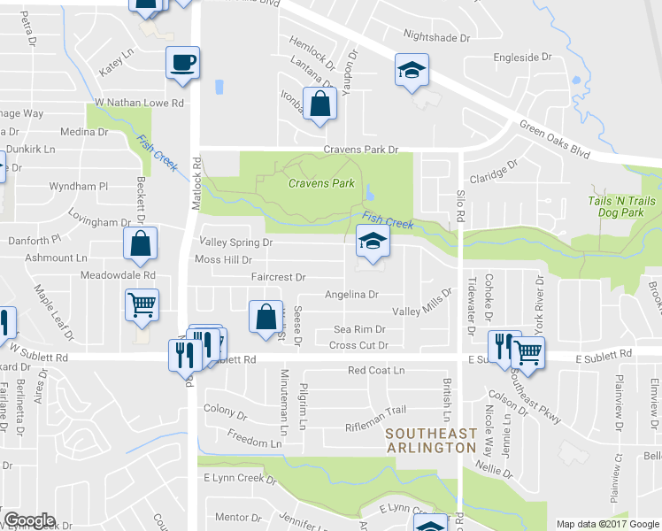 map of restaurants, bars, coffee shops, grocery stores, and more near 406 Moss Hill Drive in Arlington