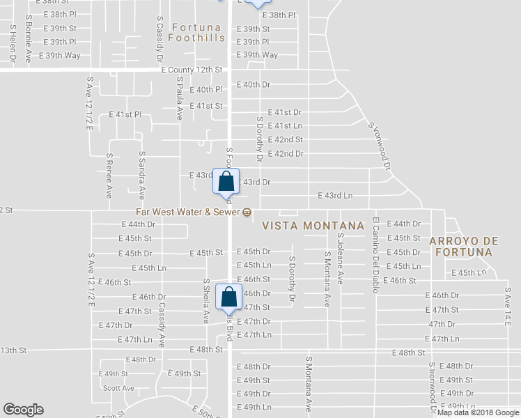 map of restaurants, bars, coffee shops, grocery stores, and more near 12499 South Dorothy Drive in Yuma