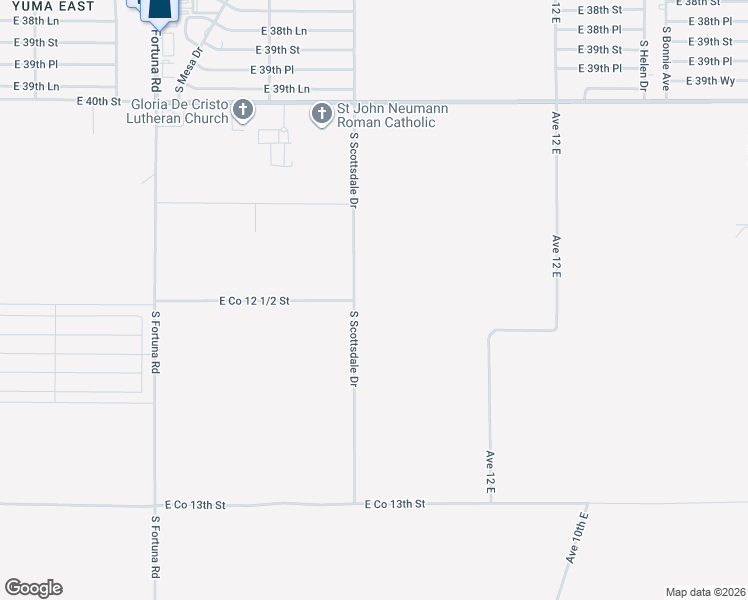 map of restaurants, bars, coffee shops, grocery stores, and more near East Co 12 1/2 Street in Yuma