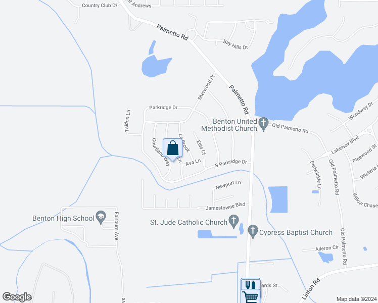 map of restaurants, bars, coffee shops, grocery stores, and more near 3928 Le Brook Dr in Benton