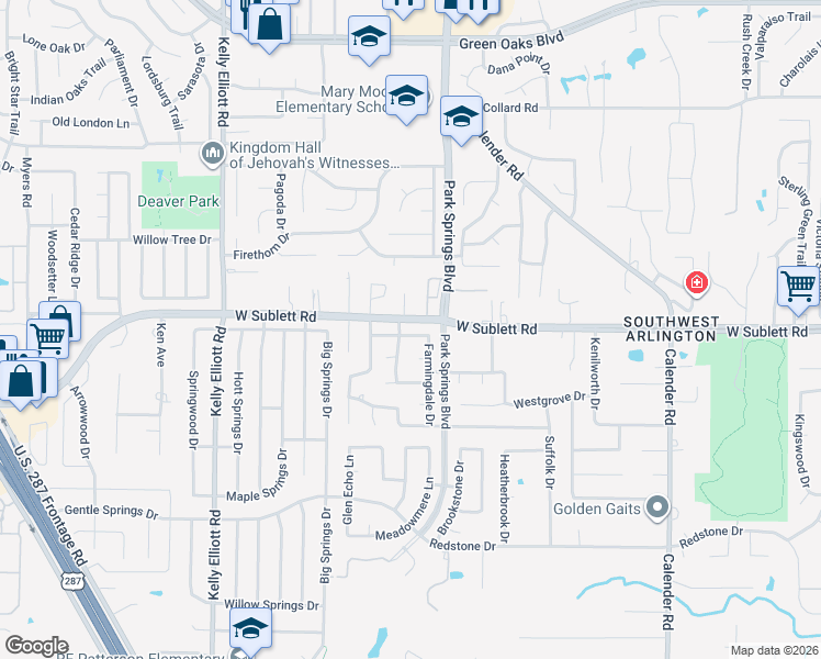 map of restaurants, bars, coffee shops, grocery stores, and more near 3809 Farmingdale Drive in Arlington