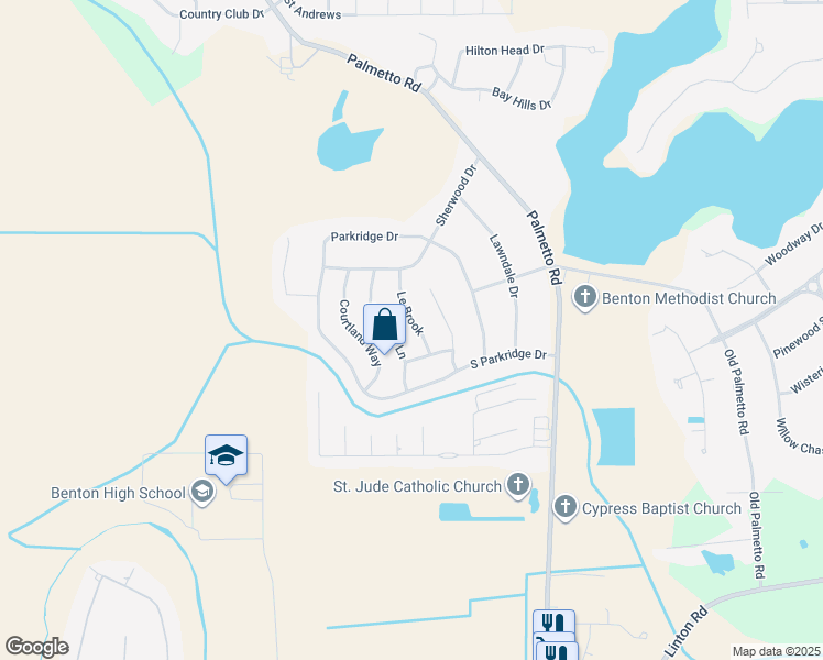 map of restaurants, bars, coffee shops, grocery stores, and more near 3926 Le Brook in Benton