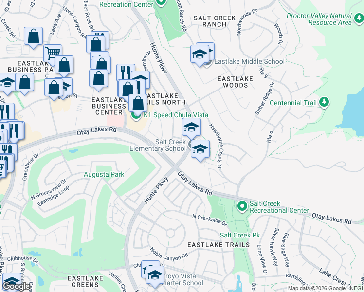 map of restaurants, bars, coffee shops, grocery stores, and more near 2656 Table Rock Avenue in Chula Vista