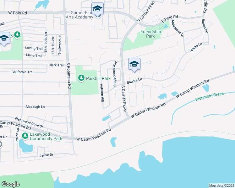 map of restaurants, bars, coffee shops, grocery stores, and more near 5112 Stagecoach Way in Grand Prairie