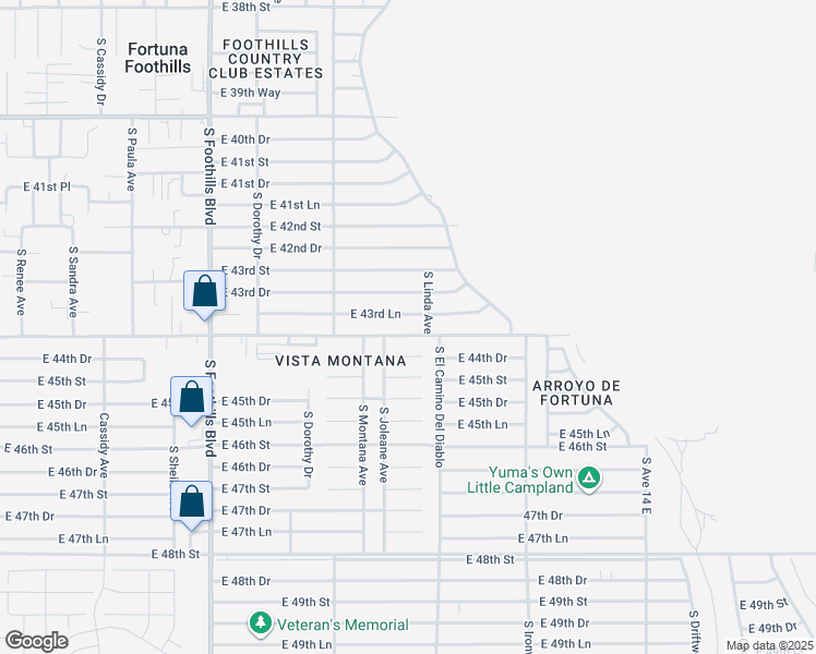 map of restaurants, bars, coffee shops, grocery stores, and more near 13470 East 44th Street in Yuma