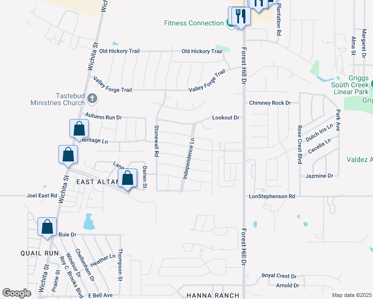 map of restaurants, bars, coffee shops, grocery stores, and more near 3240 Heritage Lane in Forest Hill