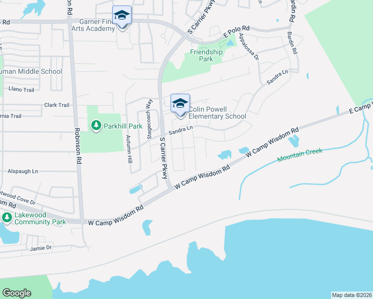 map of restaurants, bars, coffee shops, grocery stores, and more near 5132 Finnhorse Drive in Grand Prairie