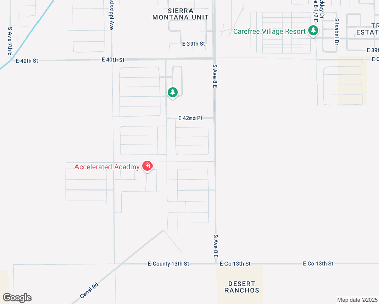 map of restaurants, bars, coffee shops, grocery stores, and more near 7865 East 42nd Place in Yuma