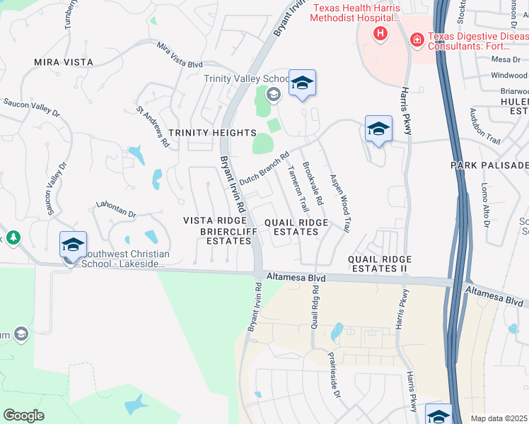 map of restaurants, bars, coffee shops, grocery stores, and more near 6989 Bryant Irvin Road in Fort Worth
