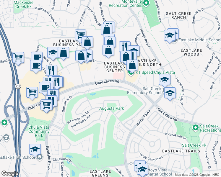 map of restaurants, bars, coffee shops, grocery stores, and more near 2450 La Costa Avenue in Chula Vista