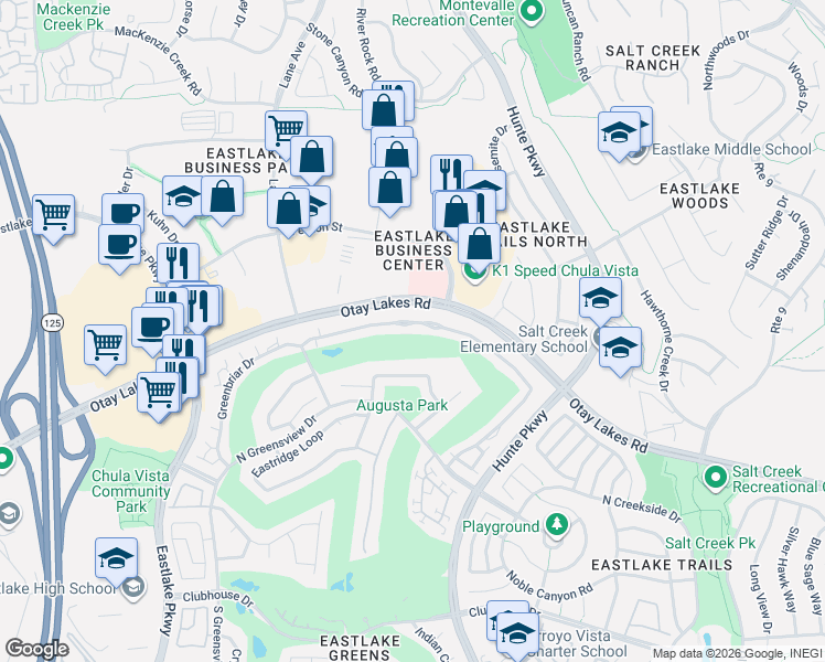 map of restaurants, bars, coffee shops, grocery stores, and more near 2458 La Costa Avenue in Chula Vista