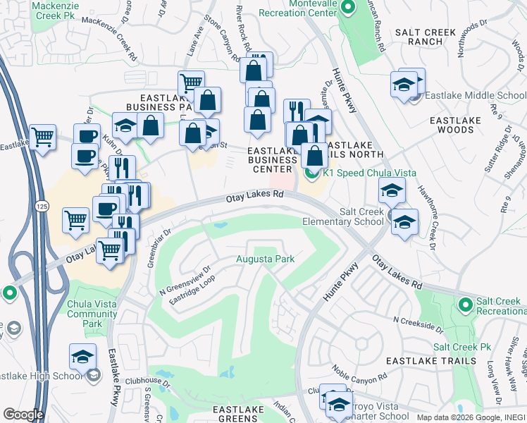 map of restaurants, bars, coffee shops, grocery stores, and more near 2450 La Costa Avenue in Chula Vista