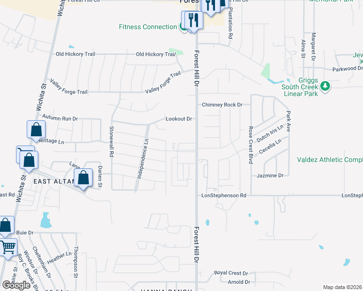 map of restaurants, bars, coffee shops, grocery stores, and more near 3310 Brambleton Hill Place in Forest Hill