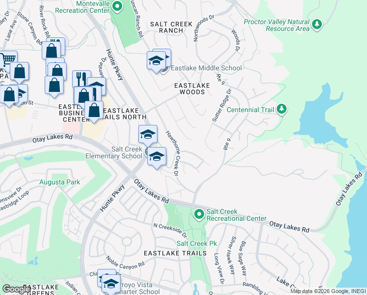 map of restaurants, bars, coffee shops, grocery stores, and more near 2723 Sadlers Creek Road in Chula Vista