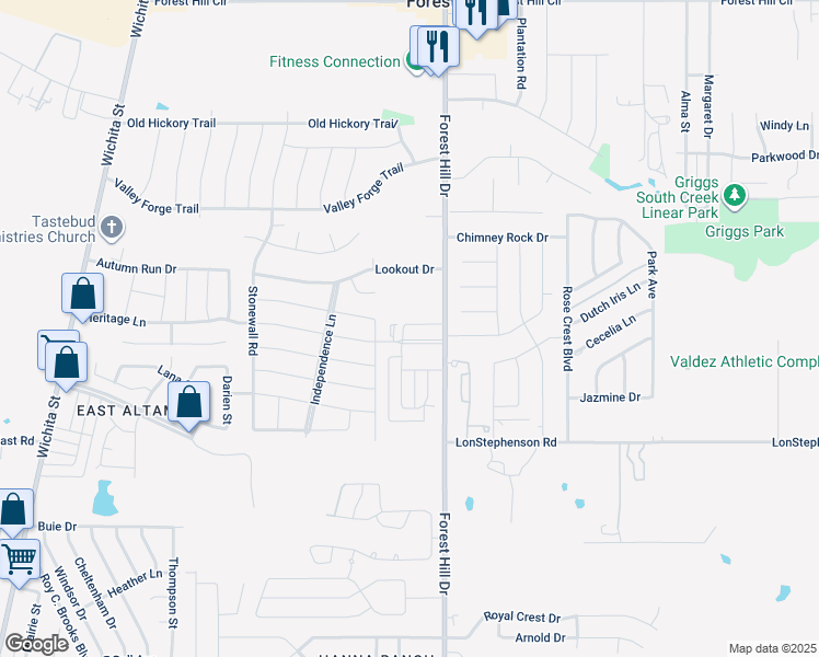 map of restaurants, bars, coffee shops, grocery stores, and more near 3310 Brambleton Hill Place in Forest Hill