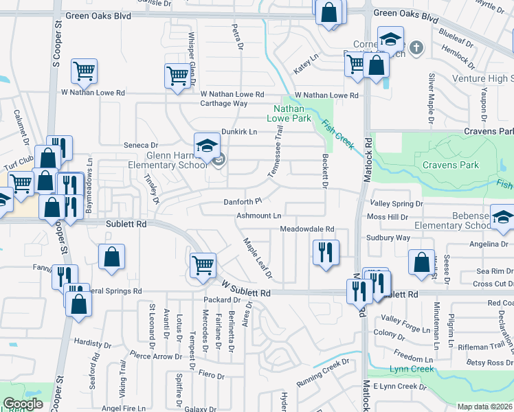map of restaurants, bars, coffee shops, grocery stores, and more near 923 Ashmount Lane in Arlington