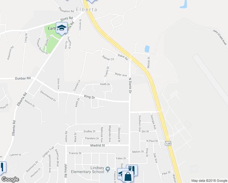 map of restaurants, bars, coffee shops, grocery stores, and more near 110 Luther Court in Warner Robins