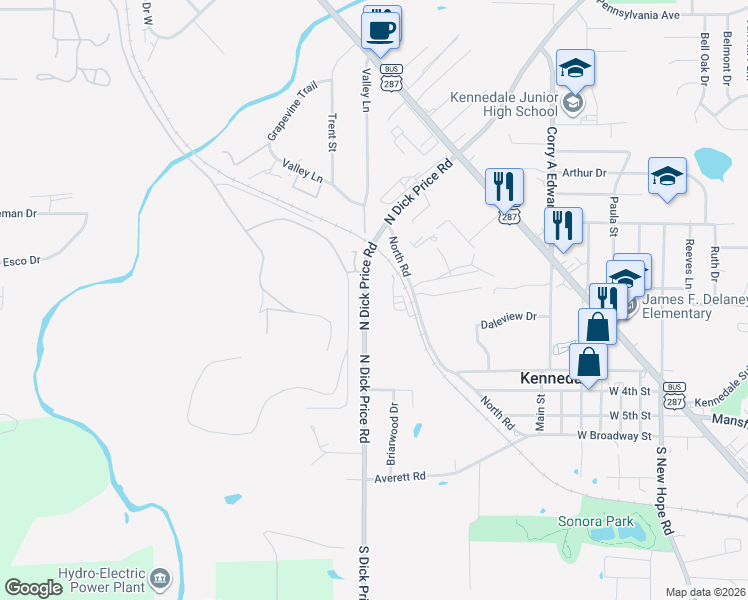 map of restaurants, bars, coffee shops, grocery stores, and more near 420 North Dick Price Road in Kennedale