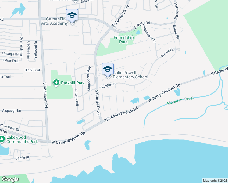 map of restaurants, bars, coffee shops, grocery stores, and more near 5132 Finnhorse Drive in Grand Prairie