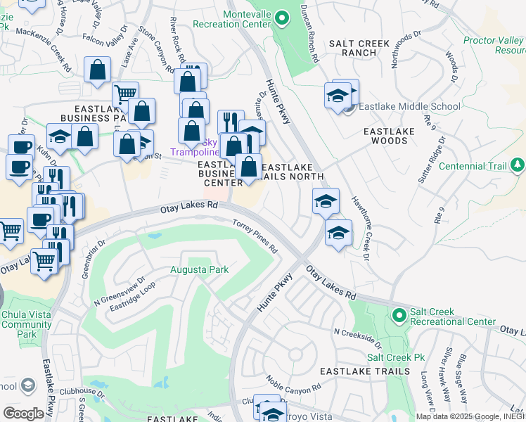 map of restaurants, bars, coffee shops, grocery stores, and more near 2544 Table Rock Avenue in Chula Vista