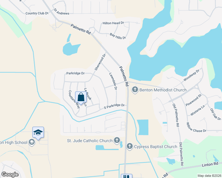 map of restaurants, bars, coffee shops, grocery stores, and more near 112 Park Boulevard in Benton