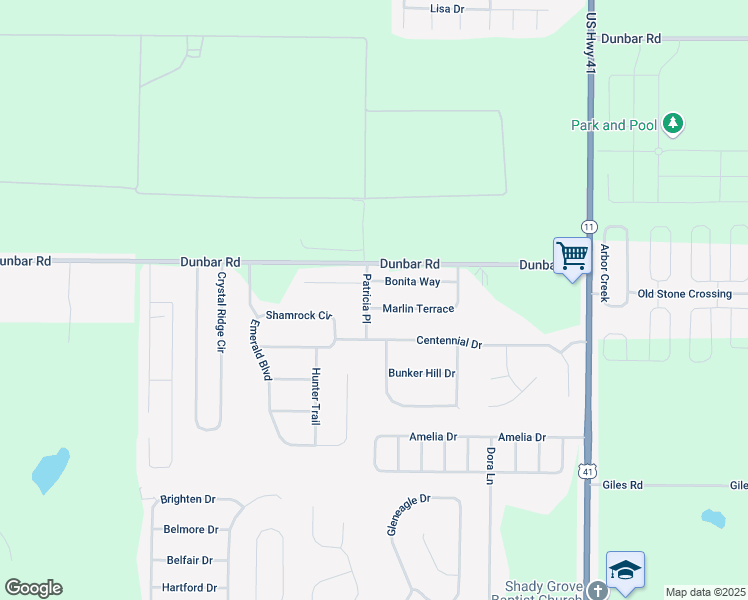 map of restaurants, bars, coffee shops, grocery stores, and more near 121 Bonita Way in Byron