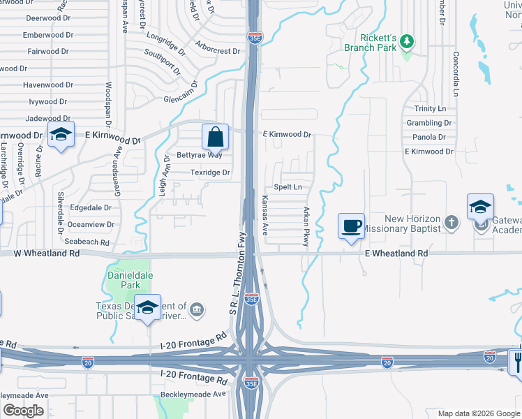 map of restaurants, bars, coffee shops, grocery stores, and more near 7915 Kansas Avenue in Dallas