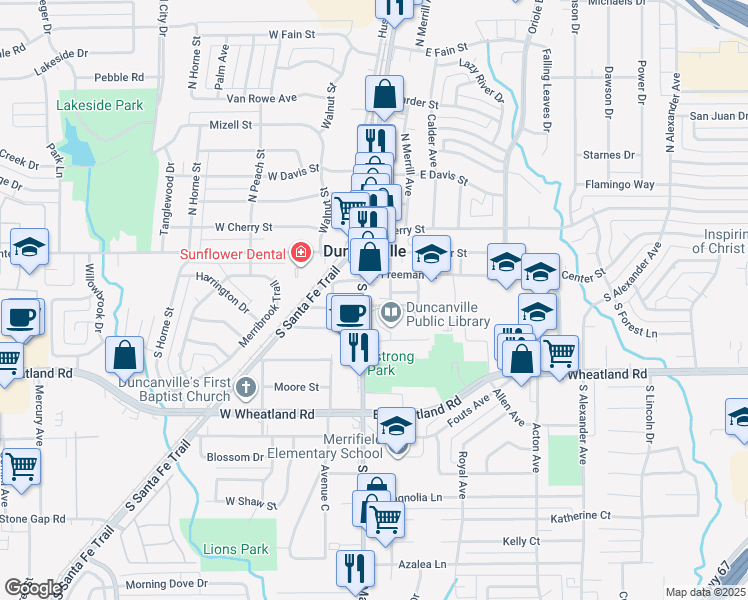 map of restaurants, bars, coffee shops, grocery stores, and more near 209 South Hastings Street in Duncanville