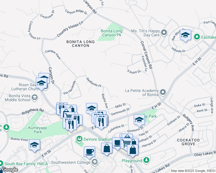 map of restaurants, bars, coffee shops, grocery stores, and more near 697 Redlands Place in Bonita