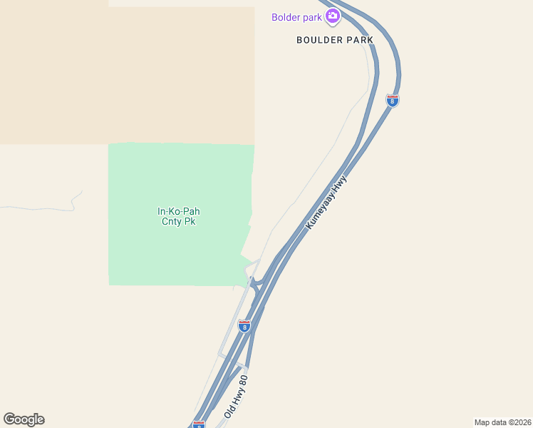 map of restaurants, bars, coffee shops, grocery stores, and more near 01 In-Ko-Pah Park Road in Jacumba Hot Springs
