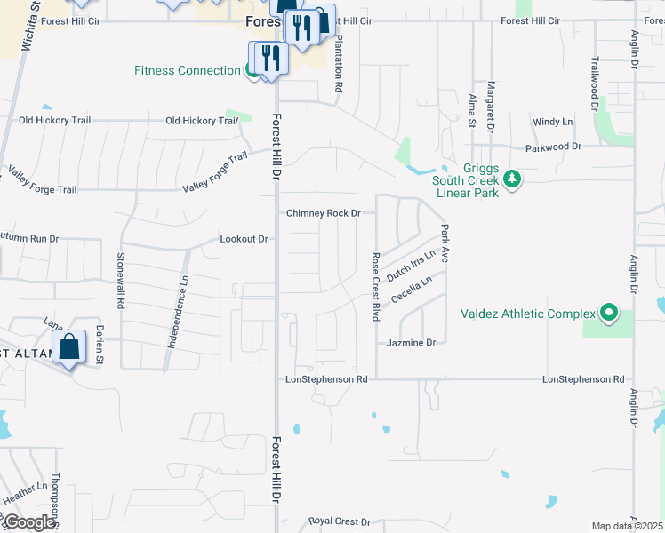 map of restaurants, bars, coffee shops, grocery stores, and more near 7333 Falmouth Drive in Forest Hill