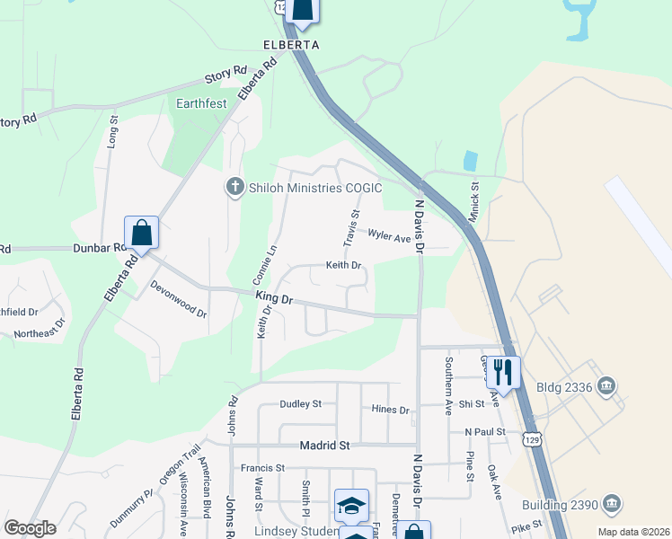 map of restaurants, bars, coffee shops, grocery stores, and more near 230 Keith Drive in Warner Robins