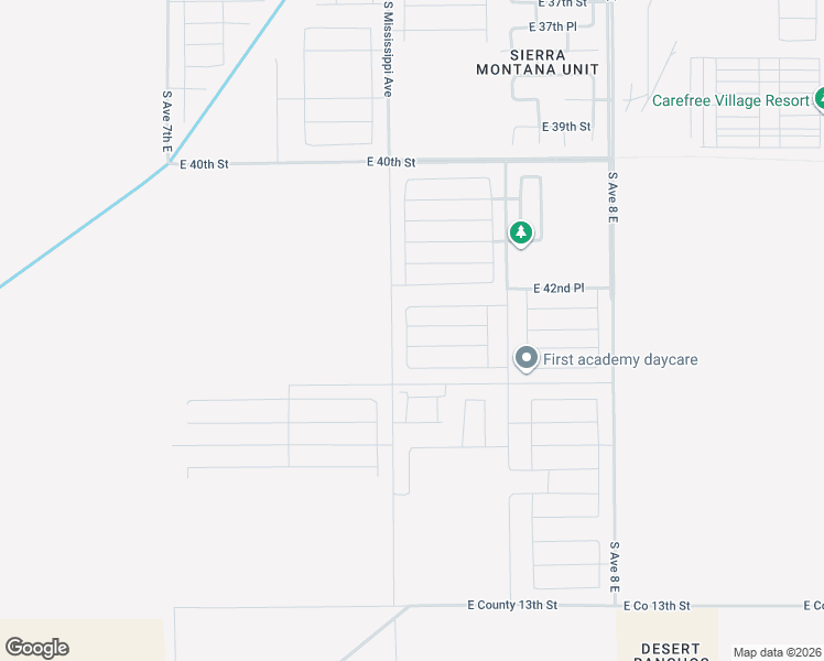 map of restaurants, bars, coffee shops, grocery stores, and more near 7593 East 42nd Place in Yuma